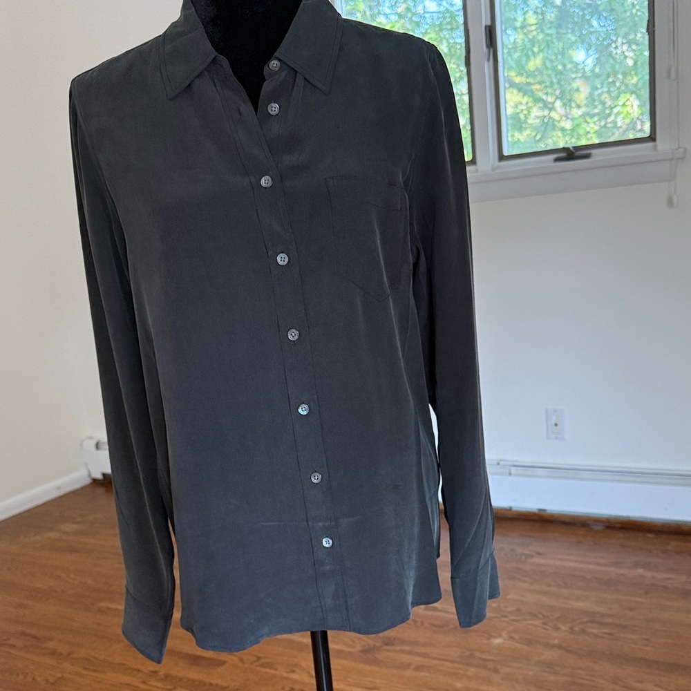 Equipment Dark Gray Silk Blouse